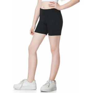 2 x B&GCozy Girls Volleyball Shorts 3 Pack with Pockets, Athletic Gymnastics Cheer Biker Shorts, 4-Way Stretch, Machine Wash