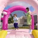 Outfunny Bounce House with Slide, Inflatable Bouncy House for Kids 3-12 w/Ball Pit, Outdoor & Indoor, Bounce Area 8'x8', Capacity 400 lb - Pink