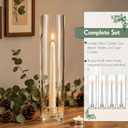 36 Pcs 12" Tall Hurricane Glass Candle Holders with Taper Candles