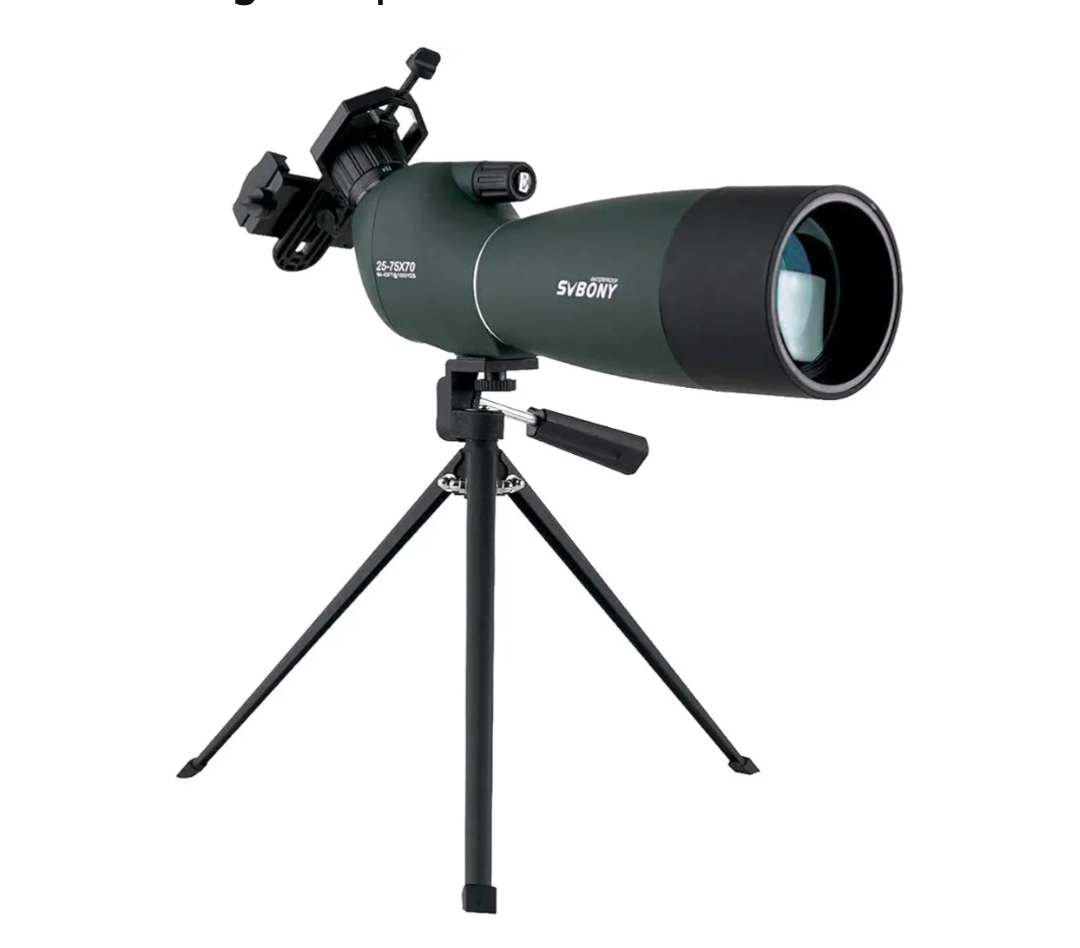 SVBONY SV28 Spotting Scopes with Tripod, Angled 25-75x70mm Spotter Scope with Phone Adapter, Waterproof Fogproof Spotting Scope for Bird Watching, Target Shooting, Wildlife Viewing