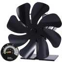 Tomersun Wood Stove Fan 8 Blade Heat Powered, Woodburner Fireplace Fan for Wood Burner/Burning/Stoves, with Thermometer