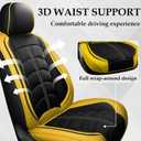 Seat Cover for Dodge Challenger 2008-2023, Durable Waterproof Sports Seat Cover，Premium Leather Seat Protector(2 Seats Standard, Black Yellow)
