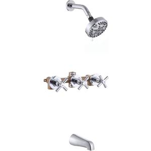 3 Handle Tub Shower Faucet Set, Bathtub Shower Faucet With Tub Spout Chrome Tub and Shower Trim Kit with Valve