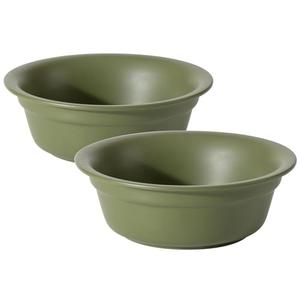 Havniva Ceramic Set of 2 Dog Bowls for Medium Dogs, 2pcs Basic 2.9 Cup Food or 19.5 oz Water Dishes for Replacement, Wide Opening Rounded Edge(2 Bowls, Olive Green)