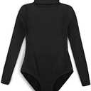 Tegmk Girls' Team Basic Turtleneck Long Sleeve Leotard with Durable Snaps, Front Lining, Zipper Back(6039-06-M) 4-6 YR M