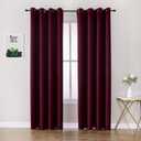 ChrisDowa Grommet Blackout Curtains for Bedroom and Living Room - 2 Panels Set Thermal Insulated Room Darkening Curtains (Burgundy Red, 52W x 95L)