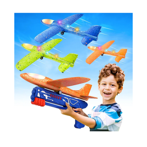 Fuwidvia 3 Pack Airplane Launcher Toys, 13.2'' LED Foam Glider Plane Toy for Boys, 2 Flight Modes Outdoor Flying Toys Birthday Gifts for Boys Girls 4 5 6 7 8 9 10 11 12 Year Old (Blue&Green&Orange)