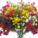 Grunyia 20 Bundles Artificial Flowers for Outdoors, UV Resistant Fake Plants, Faux Plastic Flowers for Home, Window Box, Porch, Indoor, Cemetery, Fall, Summer Decor
