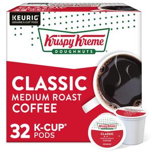Krispy Kreme Classic, Single-Serve Keurig K-Cup Pods, Medium Roast Coffee, 32 Count (EXP 09/04/26)