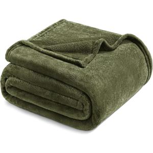 Exclusivo Mezcla Fleece Blanket King Size for Bed, Super Soft and Warm, All Season Use, Cozy, Plush, Lightweight, 90x104 Inches, Olive Green