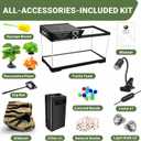GOZILLA Turtle Tank Kit(Tank+Lamp+Filter), Upgrade PC Turtle Tank Starter Kit with Adjustable Lamp & Filter, Reptile Hideout Habitat with Lid for Small Reptiles.(19.68 9.52 9.44''/Large-Black-Kit)