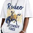 Flafens Oversized Tshirts for Men - Graphic T Shirt Tees Crewneck Short Sleeve Loose Top Over Sized Cool Pattern Print Tops, XL, Cowboy