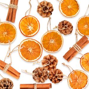 50 Pcs Dried Orange Slices Ornaments Set with Pinecones Cinnamon and Hemp Rope, Dried Orange Slices for Christmas Tree DIY Crafts Home Decorating, Christmas Tree Decorations