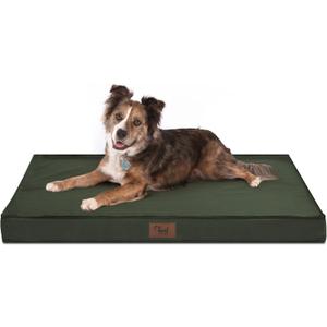 Outdoor All Weather Large Dog Bed, Waterproof Dog Bed for Large Dogs 36x27 Inch, Orthopedic Egg Crate Foam Pet Bed with Washable Removable Oxford Cooling Cover, Dark Green