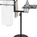 2-in-1 Pool Towel Rack Outdoor,Adjustable Height Pool/Hot Tub Side Rack