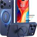 TORRAS Magnetic Ostand for iPhone 17 Pro Max Case, [Military Grade Drop Tested] [Compatible with MagSafe][Buildin Kickstand] Translucent Slim Soft Edge AntiFingerprint 6.9" 2026, Deep Blue