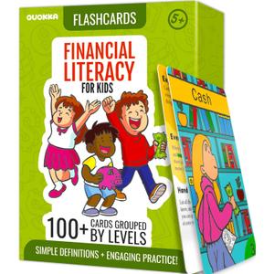 QUOKKA Financial Literacy Flash Cards for Teens  110 Cards Teaching Kis About Money Management, Budgeting, Savings  Easy Money Games for Kids Ages 12+  Fun Financial Literacy Games and Learning