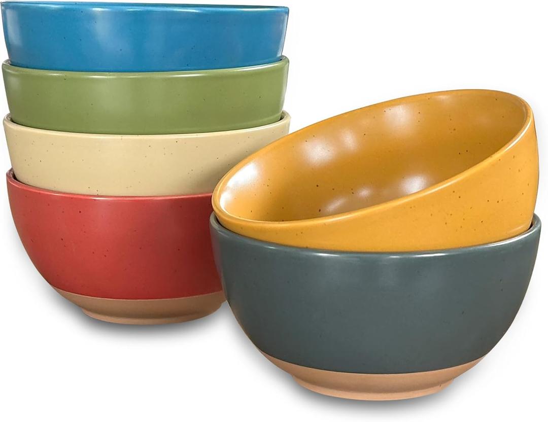 Mora Ceramic Artisan Matte Small Dessert Bowls - 16oz, Set of 6 - Microwave, Oven and Dishwasher Safe, For Rice, Ice Cream, Soup, Snacks, Cereal, Chili, Side Dishes etc - Microwavable Kitchen Bowl