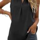 WELINCO Women's Summer Casual Sleeveless V Neck Lace Trim Tank Tops Loose Blouse Tees (Small, Z Type Black)