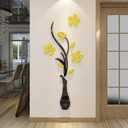 3D Vase Wall Murals for Living Room & Bedroom, DIY Wall Decal, Originality Stickers Gift, Yellow, 59 X 23 inches