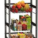Kitchen Organizer and Storage Cart with Fabric Drawer and Convenient Handle, Snack Organizer Cart with 2 Pull-Out Baskets and 2 Storage Shelves, Rolling Kitchen Cart for Fruit Potato Onion Vegetable