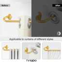 TVWOO Gold Wrap Around Curtain Rods:5/8" Small Blackout Adjustable Window Curtain Rod for Bedroom Kitchen Apartment Renter Friendly,Room Darkening Curved Drapery Rods Easy Install,Brass Golden 48-90"