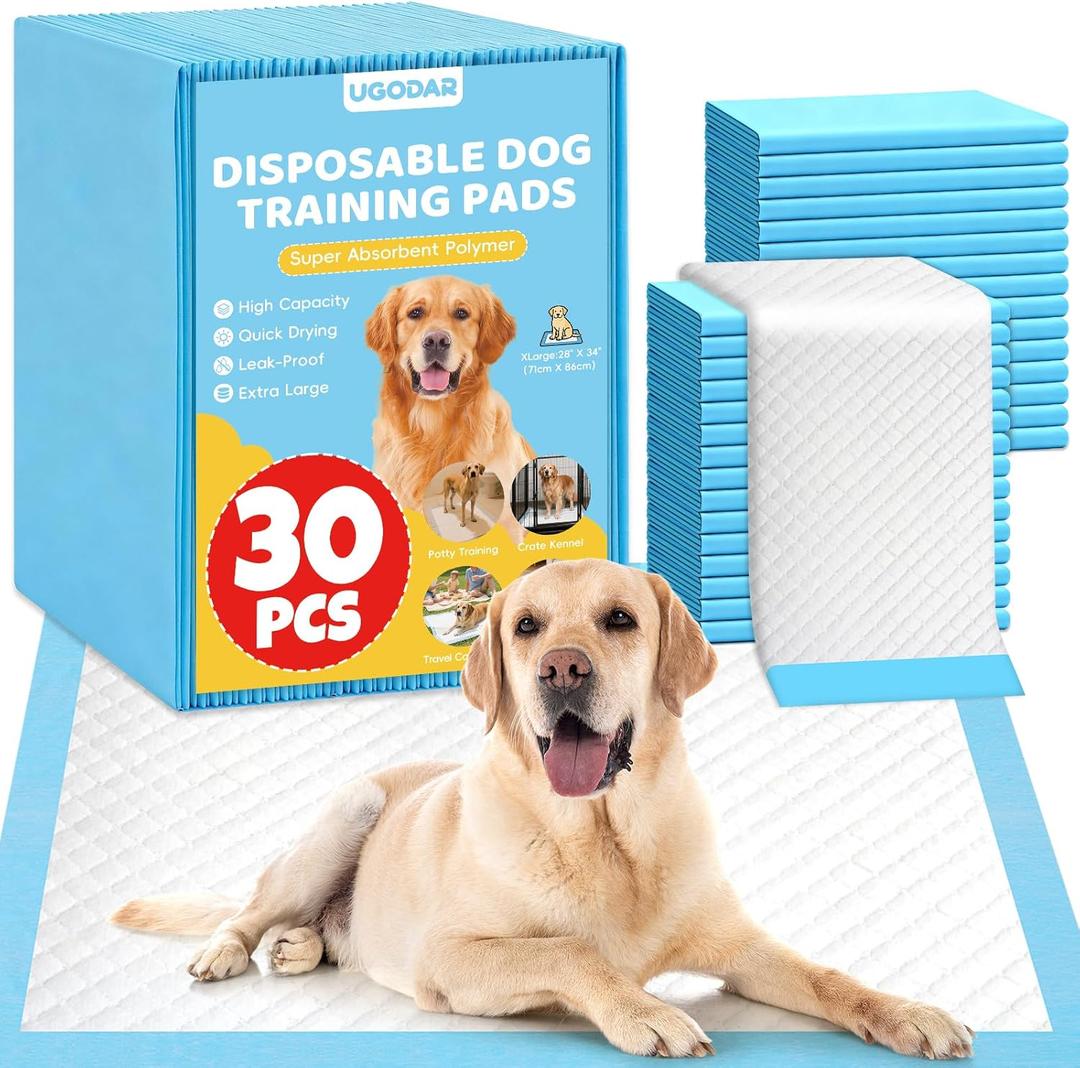 Extra Large Dog Pee Pads 34"x28" Super Absorbent Leak-Proof Quick-Dry Puppy Potty Training Pads for Dogs, XL Disposable Pet Pee Pads for Indoor Outdoor Use(30 Pack)