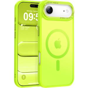 Newfuture Magnetic for iPhone Air Case [Compatible with Magsafe] [Military Grade Drop Protection] Translucent Matte Anti-Scratch Shockproof Protective Phone Cover 6.5 Inch, Fluorescent Green