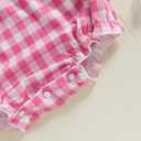 7 x Gueuusu Newborn Baby Girl Easter Outfit Bunny Embroidery Smocked Bubble Romper Short Sleeve One Piece Bodysuit Infant Clothes (2-3T, Plaid)