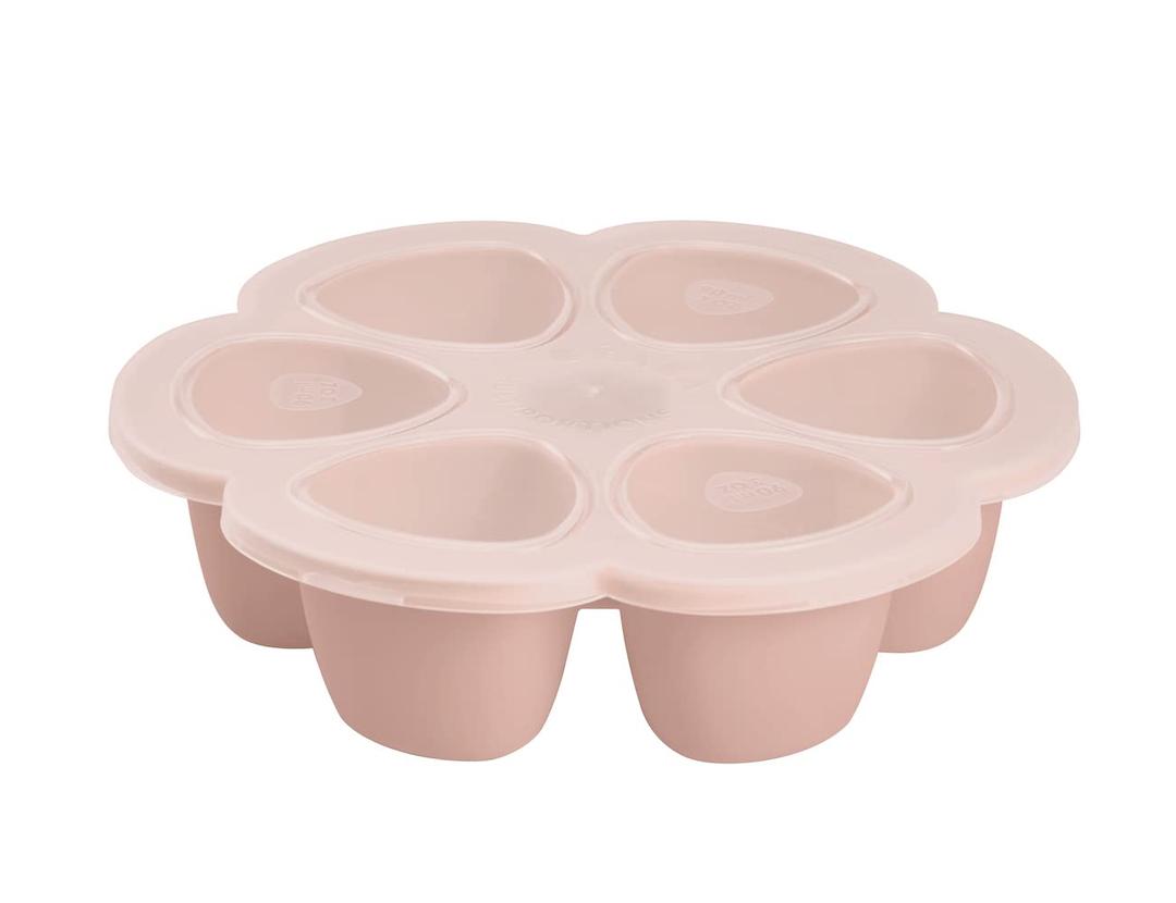 BEABA Multiportions Premium Quality Silicone Baby Food Freezer Tray with Clip On Lid, Baby Food Storage Container Ice Cube Tray Maker, Made in Italy, Rose, 3 oz (1 Count (Pack of 1), Pink)