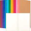 30 Pack Blank Notebook Journals Bulk, A5 Unlined Paper Composition Notebook, 8.3x 5.5, Kraft Cover with Rainbow Spines, 15 Colors 60 Pages for School Office Travel