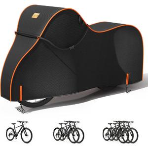 Bike Cover Waterproof Outdoor 600D Heavy Duty Bicycle Covers for 1/2/3 Bikes UV Rain Dust Snow Protection Fits Road, Mountain, Cruiser, Ebike & Electric Bikes
