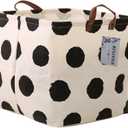 Square Canvas Toy Storage Bins Basket with Handle Collapsible Toy Organizer for Nursery Storage, Kid's Toy & Laundry, Gift Baskets (Round)