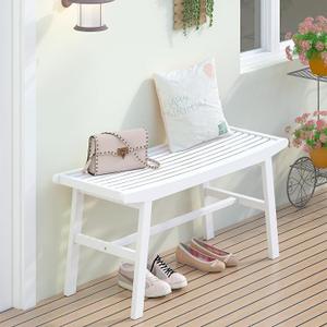 Bamboo Dining Bench Indoor Long Bench Sturdy & Comfortable Indoor Storage Bench Durable Slat Woven Design Modern Entryway Seating for Hallway (White, 1 Tier)