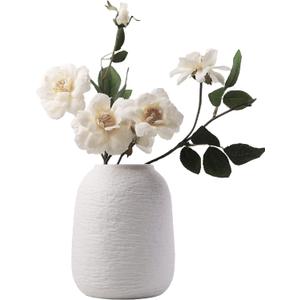 White Vases, Minimalist vase,Ceramic Vase,Modern Flower vase, Home Decor vases, Fits Everywhere, Best Decoration for Christmas, Mother's Day and Other Festivals, 5.9 Inch.(ZJ White)