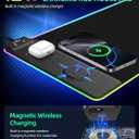 ExtreLife Wireless Charging Mouse Pad, RGB Gaming Mousepad, 31.5"x11.8" Extra Large Desk Mat, 13 Light Modes, Ultra-Smooth Surface, Non-Slip Base, Waterproof Computer Keyboard Pad for Laptop, Black