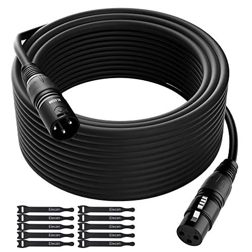 XLR Cable Microphone Cable 50 Feet, Elecan Heavy Duty Balanced XLR Speaker Cable (From 25-200FT) 3-Pin Shielded Male to Female Mic Cord, DMX Stage Lighting Patch Cable for Speaker Systems Mixer+10 Ties