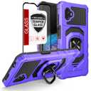 2 x for Galaxy XCover 6 Pro Case,Samsung Xcover 6 Pro case w/[Tempered Glass Screen Protector](Full Coverage) [Shockproof] Magnetic Car Mount [Ring Stand] Protective Cover for Women Man Purple Black