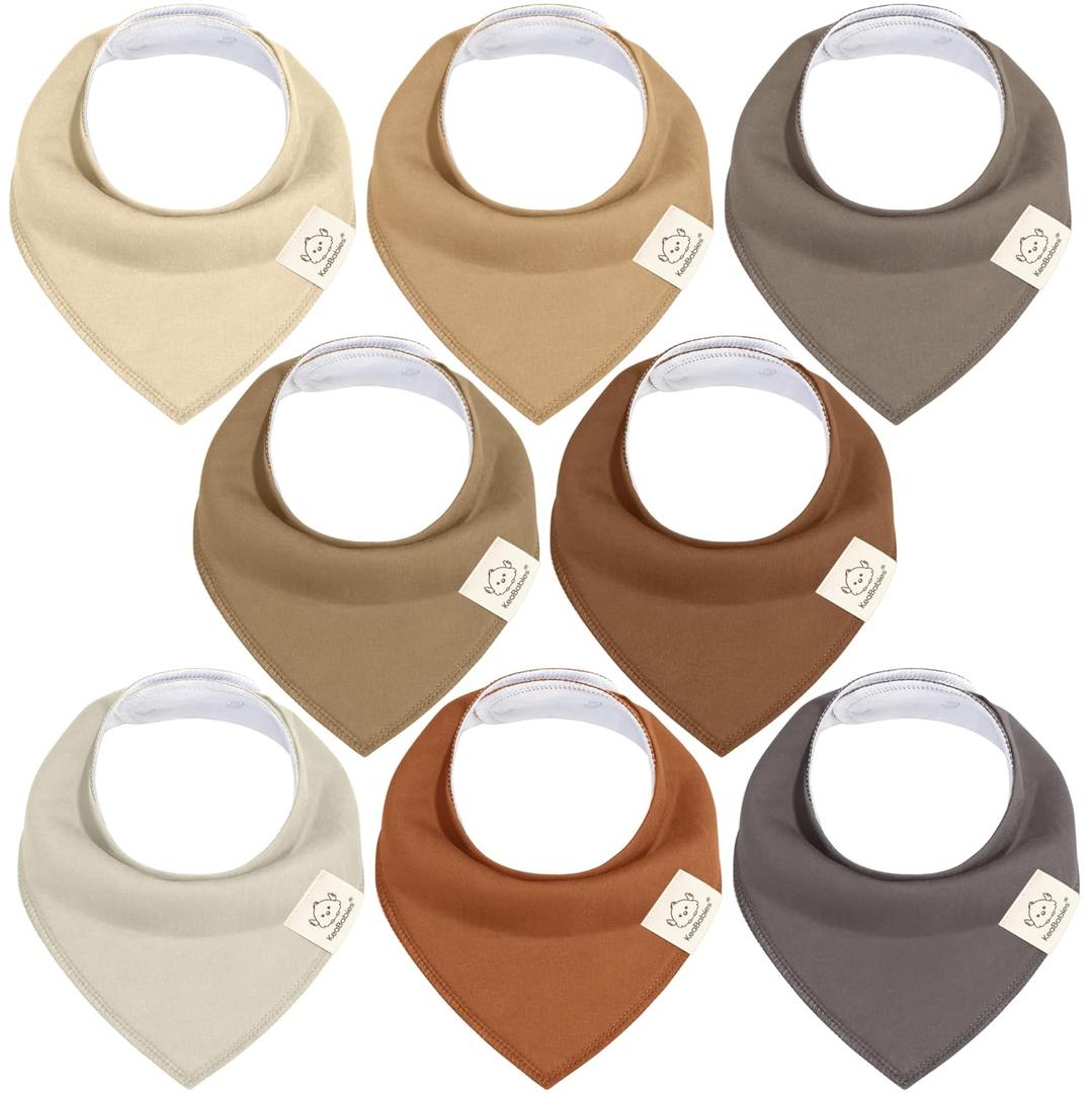 KeaBabies 8-Pack Organic Baby Bandana Bibs for Boys, Girls - Super Absorbent Triangle Baby Bibs for Drooling and Teething Infant, 100% Cotton Extra Soft for Newborn, Infant 0-36 Months (Terracotta)
