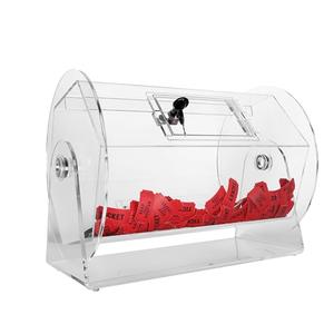 BZnota Acrylic Raffle Drum, Professional Raffle Spinning Cage for Tickets, Balls, Holds 5,000 Tickets  Medium (16.2 x 7.75 x 12.6 inches)