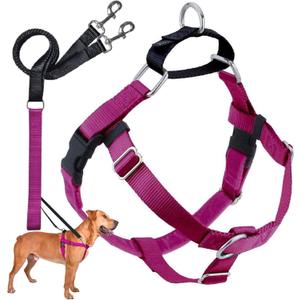 2 Hounds Design Freedom No Pull Dog Harness, Adjustable Harness and Leash Set, Easy Walking & Comfortable Control, Made in USA, Raspberry, Size: 5/8" MD (Chest 24"- 28")