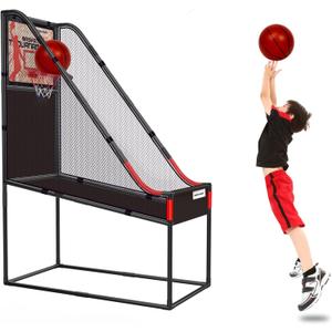 63.7" New Arcade Basketball Game Indoor for Toddlers & Kid 5-7, 8-12 - Basketball Hoop for Kids 3-12 with Wooden Board - Kids Basketball Hoop, Fun Basketball Toys & Gifts for Boys