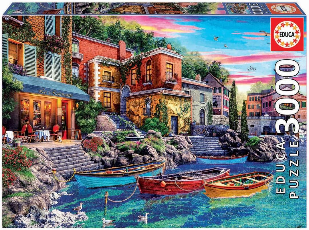 Educa - Sunset in Como - 3000 Piece Jigsaw Puzzle - Puzzle Glue Included - Completed Image Measures 47.25" x 33.5" - Ages 14+ (19052)