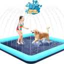 Bilibara 107'' Splash Pad for Dogs, Non-Slip Sprinkler for Kids, Square Splash Pad for Kids Ages 4-8, Splash Pads for Toddlers 1-3, Dog Sprinkler Shallow Pool, Outdoor Water Toys for Backyard, Teal