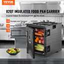 VEVOR Insulated Food Pan Carrier, 95 Qt Hot Box for Catering, LLDPE Food Box Carrier w/Double Buckles, Front Loading Food Warmer w/Handles, Stackable End Loader for Restaurant, Canteen, etc. Black