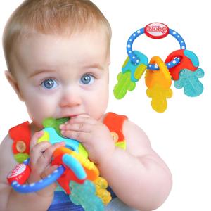 Nuby Ice Gel Teether Keys - Silicone Soothing Baby Teether Toys for Infants - Gentle for Sore Gums Colorful and Fun Toys - Safe and Durable Infant Baby Teething Toy - Blue (1 Count (Pack of 1))