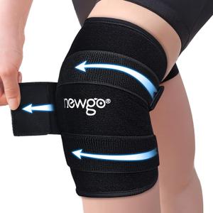NEWGO Gel Knee Ice Pack Wrap for Pain Relief, Hot Cold Therapy Knee Cold Pack Breathable & Flexible Gel Wrap with Adjustable Strap for Arthritis, Injuries & Post-Surgery Recovery