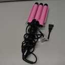 Three Barrel Curling Iron 1 Inch, 2 Heat Settings 320F/410F, Ceramic Triple Hair Waver for Beach Waves, Dual Voltage 110-240V, Auto Shut-Off, Glove Included, Pink