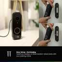 Chamberlain myQ Video Doorbell | 2K Camera, Battery/Wired, Color Night Vision, Live with 2-Way Talk, Motion Detection & Real-Time Alerts, 150 Deg Wide View, Black