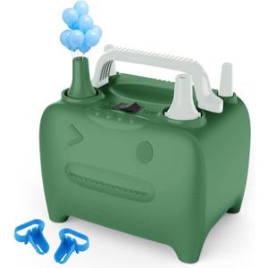OWill Balloon Pump Electric, Balloon Inflator Electric Air Pump, Portable Dual Nozzle Balloons Air Pump Electric 600W Blow Machine for Party Decoration (Green)